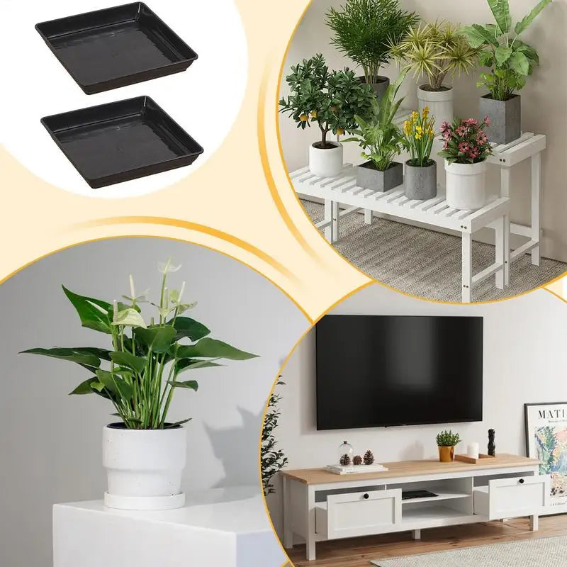 Plant Saucer Square Durable Flower Pot Indoor Outdoor Heavy Duty Tray Square Flowerpot Water Dish Home Decor for Gardening Peaceful Pleasures Health and Wellness