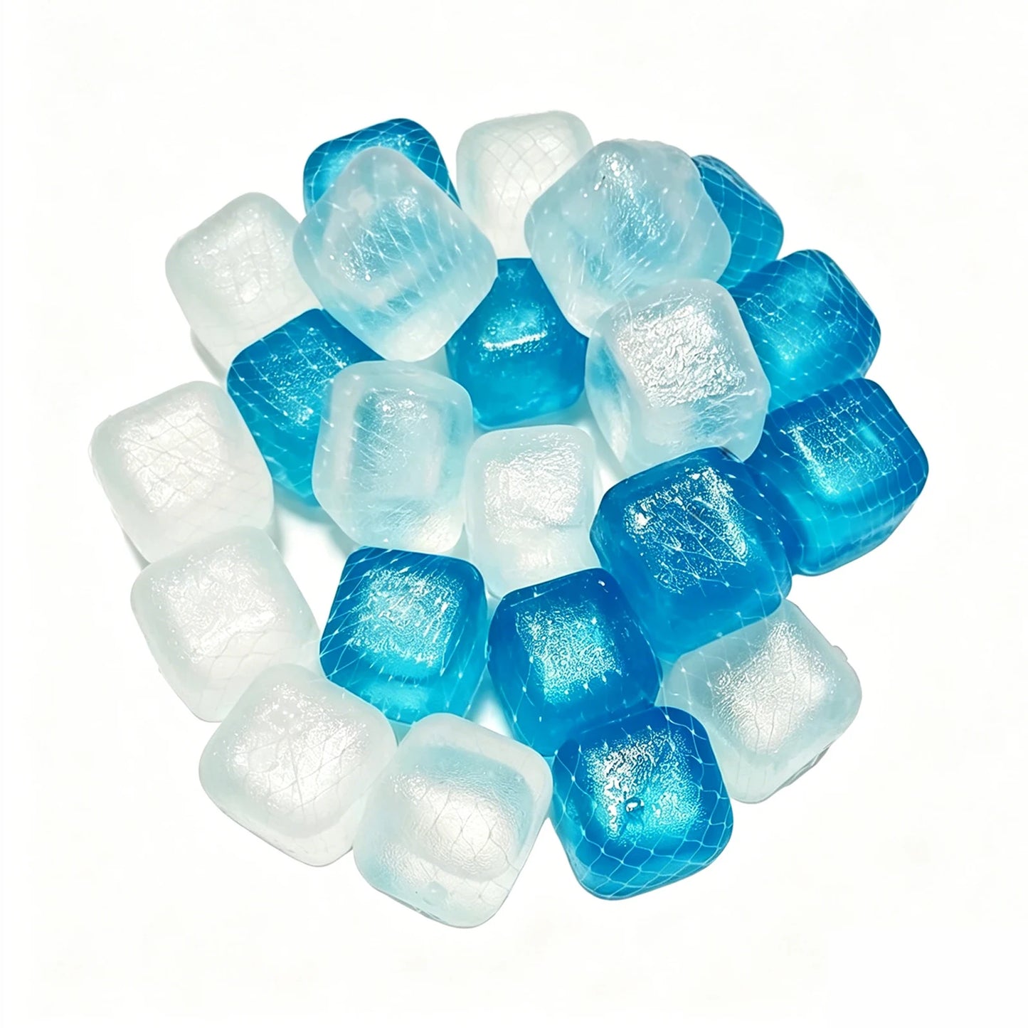 24 Pack Reusable Ice Cube Food Grade Refreezable Plastic Ice Cubes No Dilution for Pool Parties Picnic & Camping Home Bar Peaceful Pleasures Health and Wellness White Skyblue