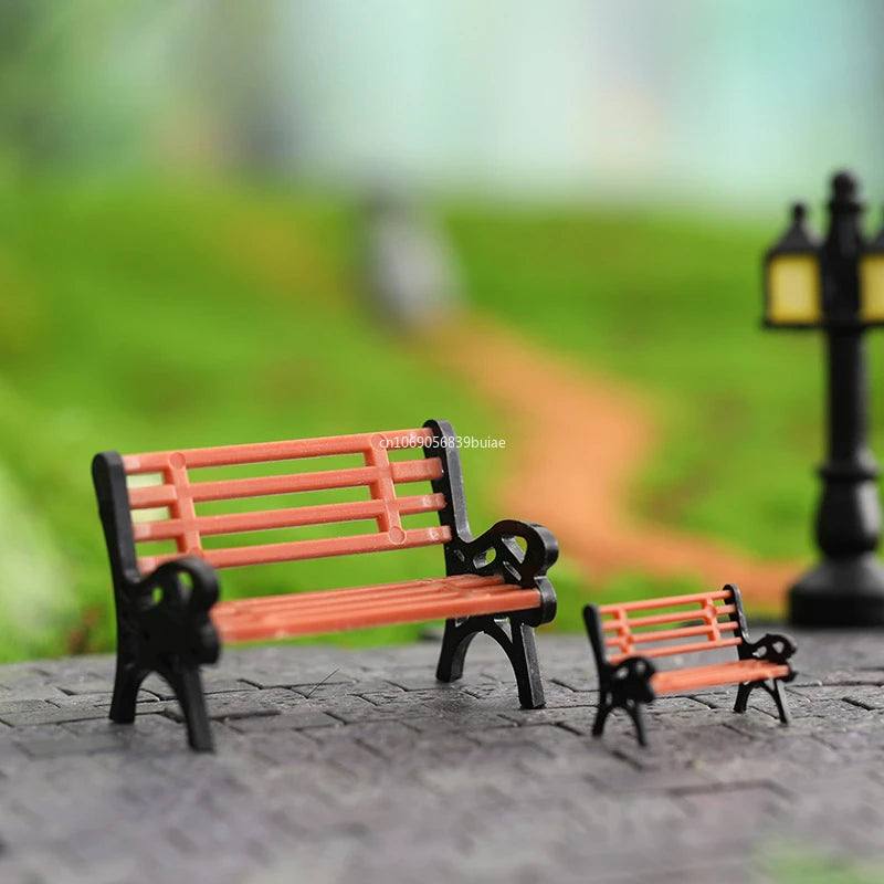 1PCS PVC Miniature Bench Stools Micro Landscapes Park Chair Figurines Crafts Succulents Bonsai Doll House Fairy Garden Decor Peaceful Pleasures Health and Wellness