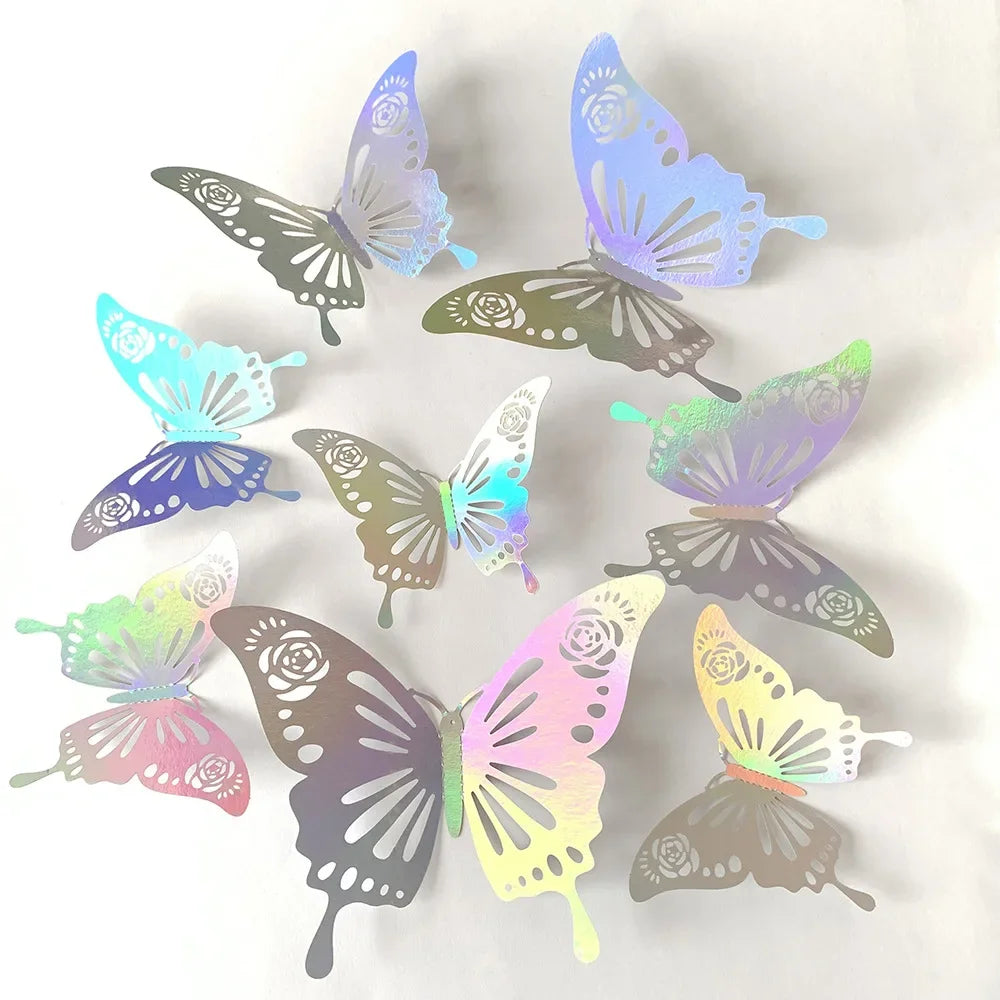 12pcs 3D Laser Butterfly Wall Stickers – Party & Room Décor
