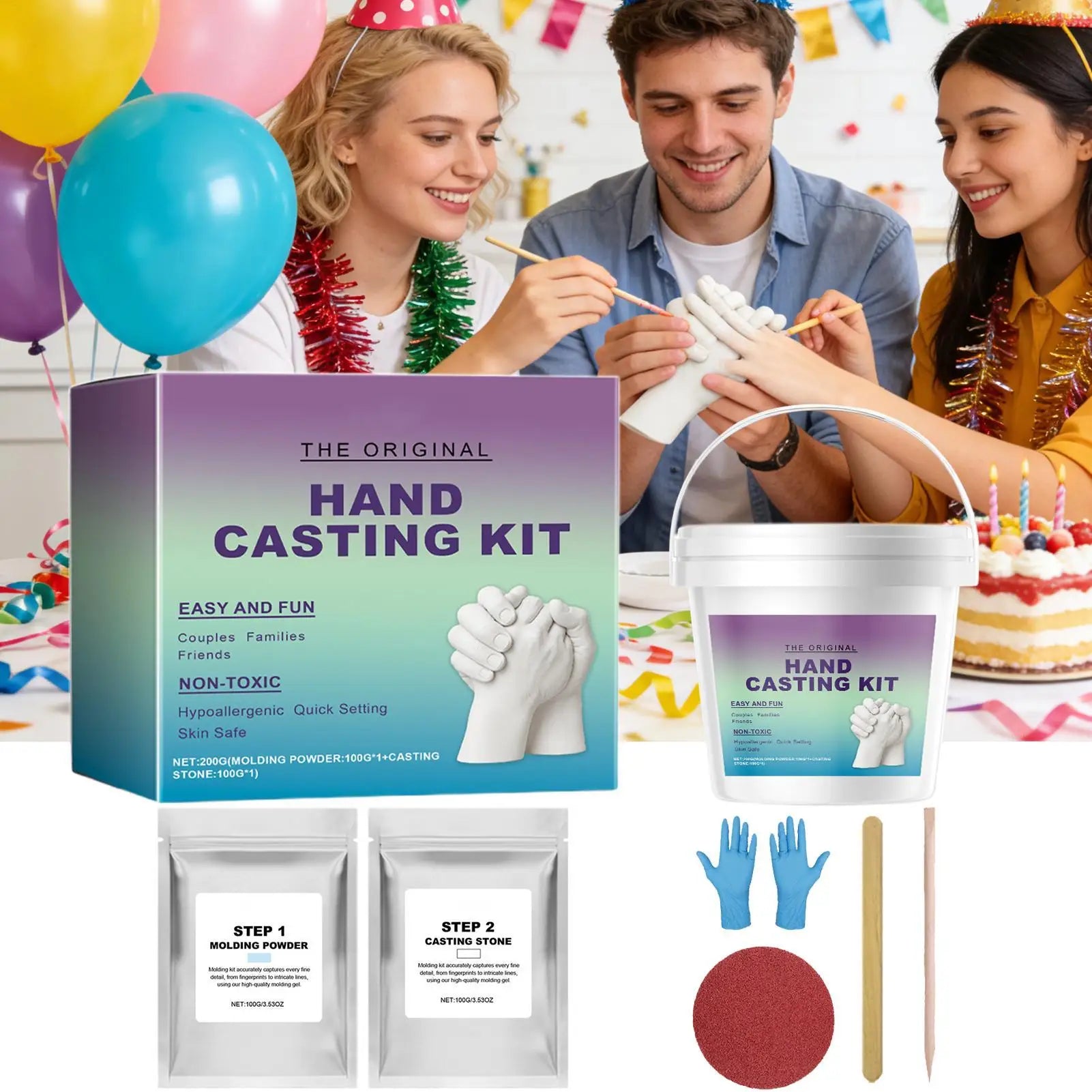 Hand Casting Kit DIY Plaster Mold Sculpture Tool Couples Hand Mold Keepsake For Family Friends, Valentine Mothers Day Wedding Peaceful Pleasures Health and Wellness