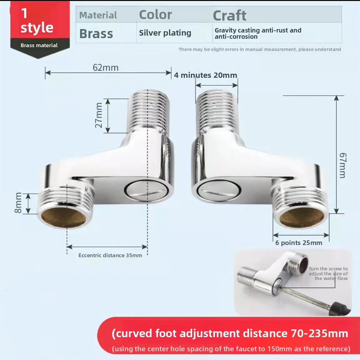 360° Rotatable Shower Faucet Adapter | Stainless Steel Wall Mount