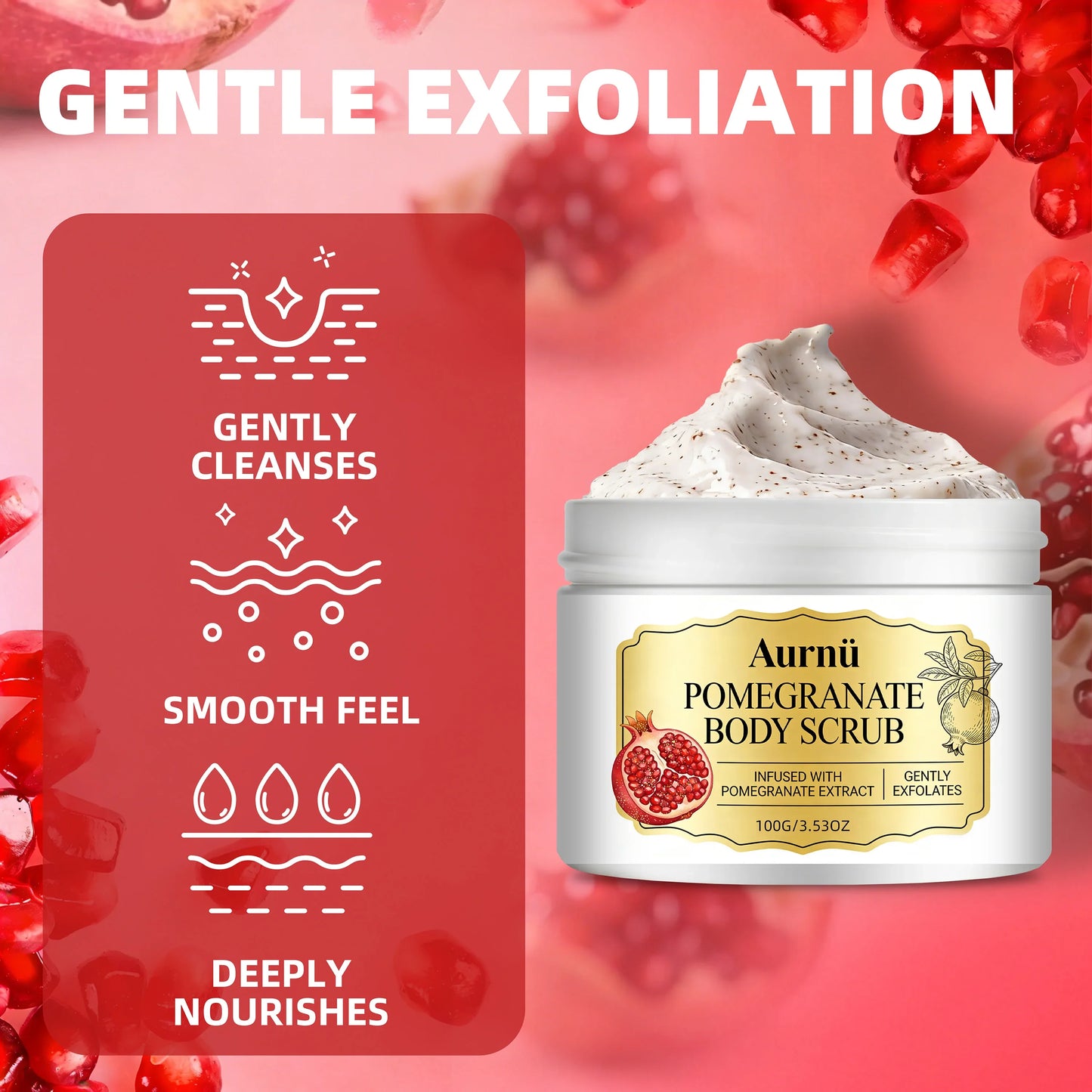 Aurnü Pomegranate Body Scrub – Hydrating & Gentle Exfoliant