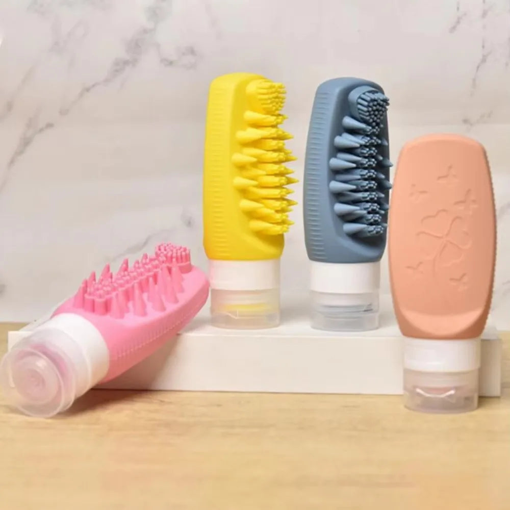 2-in-1 Silicone Travel Bottle & Shampoo Brush | 90ml Refillable