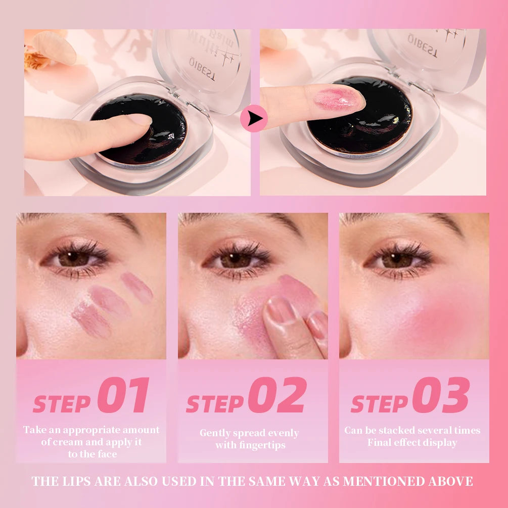 QIBEST 3-In-1 Color Changing Lipstick Moisturizing Face Blusher Natural Cheek Tint Black Lip Balm Gel Lasting Makeup For Eyes Peaceful Pleasures Health and Wellness