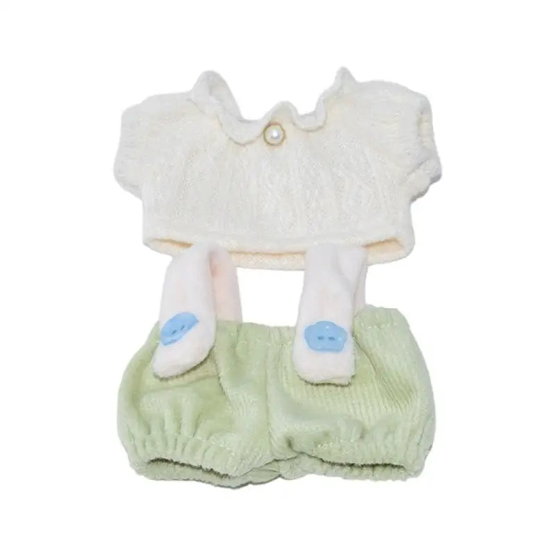 10cm Cotton Doll Outfit – Top & Overalls Fashion Clothes Set