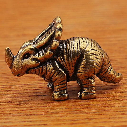 1PCS Solid Brass Jurassic Dinosaur Small Statue Miniatures Copper Dinosaur Ornaments Office Desktop Ornaments Tea Pet Crafts Peaceful Pleasures Health and Wellness