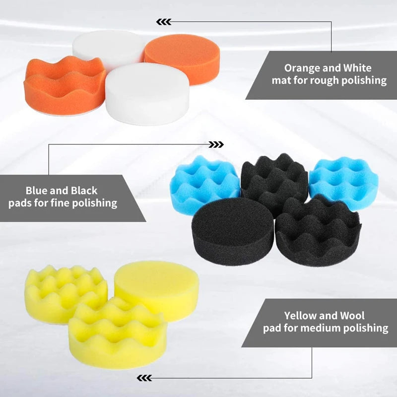 3" Car Polishing Pad Kit – Sponge & Wool Buffing Pads (5–39 Pack) Peaceful Pleasures Health and Wellness
