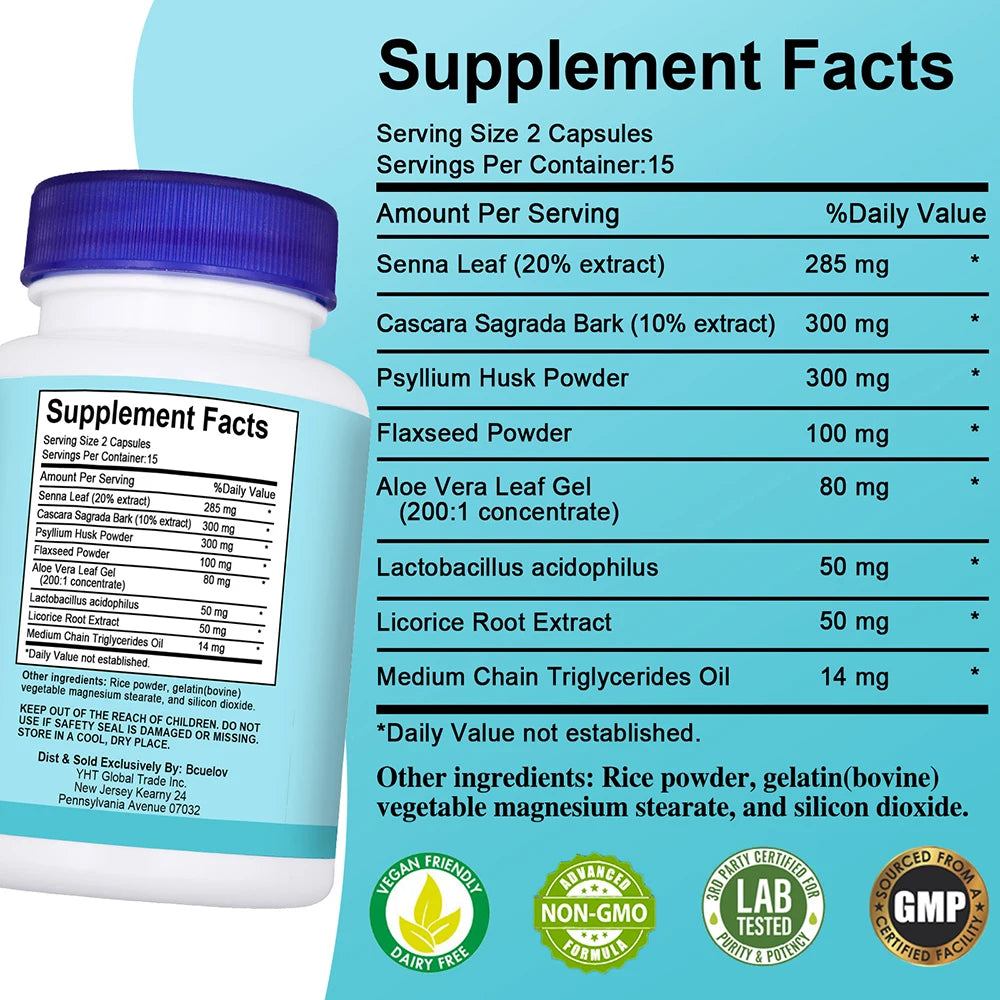 15-Day Colon Cleanse | Senna Leaf Digestive Support – 30 Caps