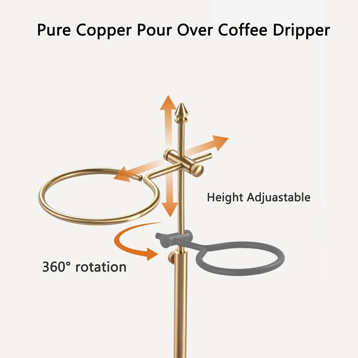 Pour Over Stand Coffee Station, Pure Copper Pour Over Dripper Height Adjustable Coffee Filter Stand with Walnut Wooden Base Peaceful Pleasures Health and Wellness