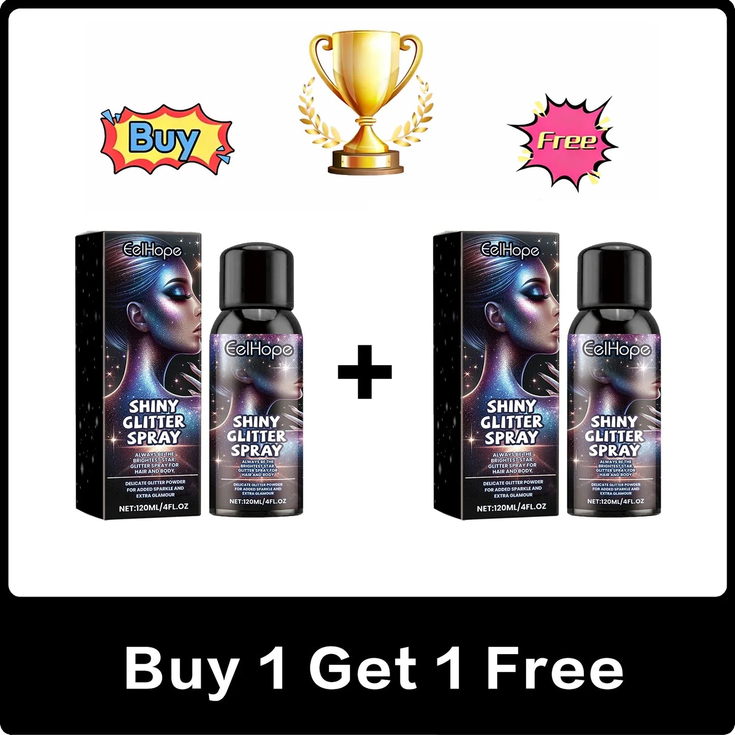 Eelhope Body & Face Glitter Spray – Shimmer Highlighter 120ml