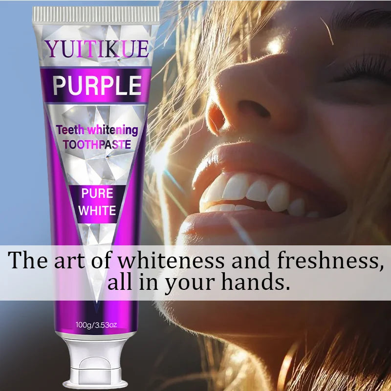 YUITIKUE Purple Teeth Whitening Toothpaste | Pure White Teeth Care | Gentle Oral Cleansing 100g Peaceful Pleasures Health and Wellness