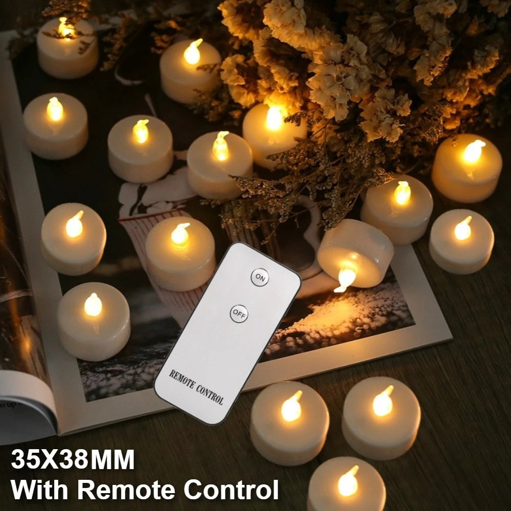 12Pcs Flameless LED Tea Lights Realistic Battery Operated Candles Tealights Electric Candles for Halloween Weddings Christmas Peaceful Pleasures Health and Wellness C 24Pcs