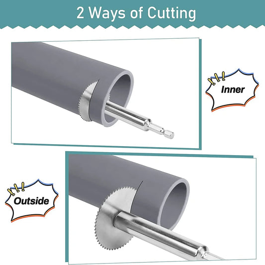 PVC Pipe Inside Cutter with 4 Saw Blades & 1/4" Hex Rod Pipe Inside Cutter Peaceful Pleasures Health and Wellness Silver