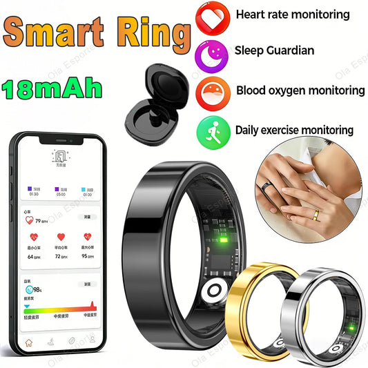 2026 New Men Women Smart Ring IP68 WaterProof Multi-Sport Mode Heart Rate Blood Oxygen Monitoring Control Photography Smartring Peaceful Pleasures Health and Wellness