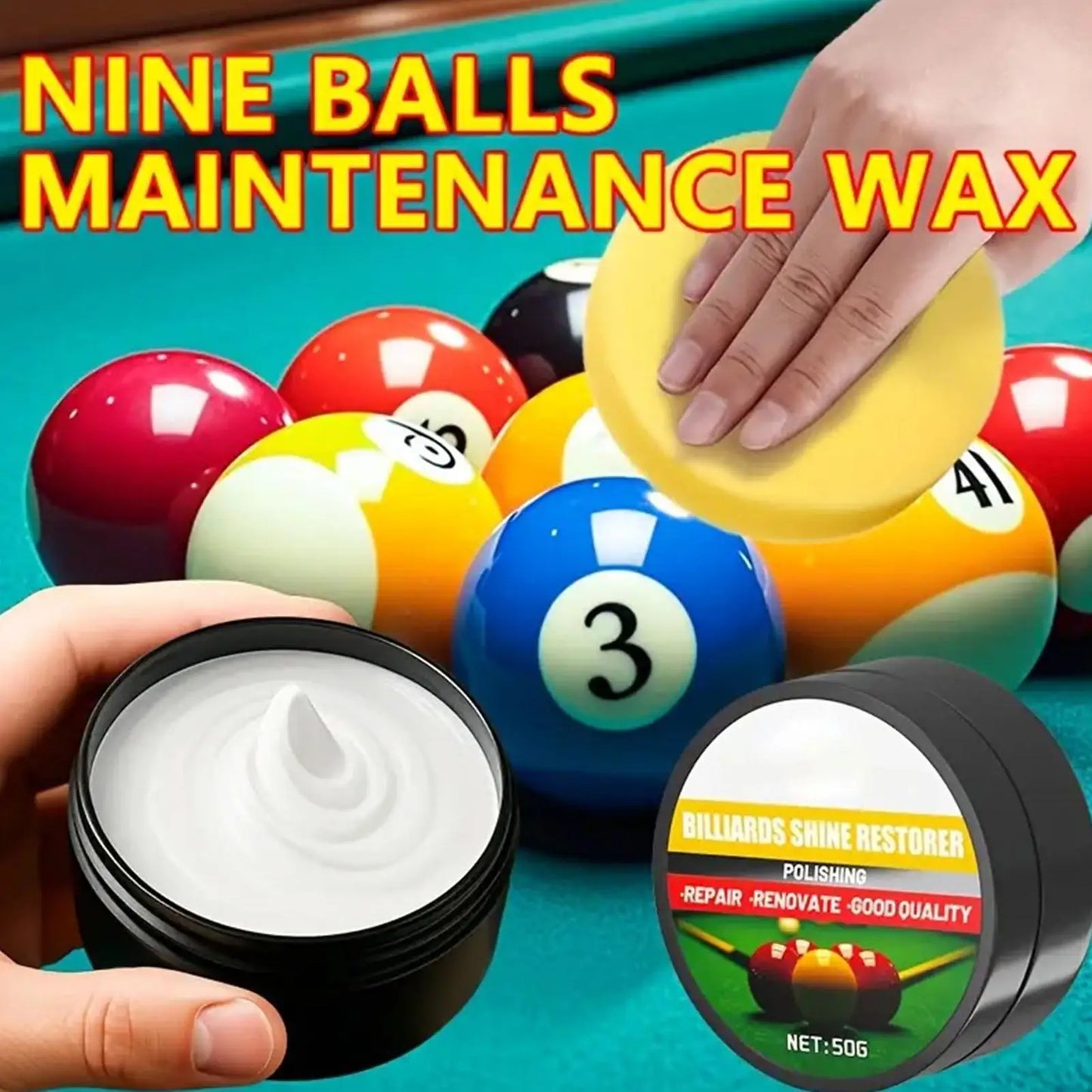 50g Billiard Ball Cleaner Wax, Cleaning & Restoring Polishes Removes Dust Dirt Grime For Pool Balls, Beginners Pro Men Women Peaceful Pleasures Health and Wellness