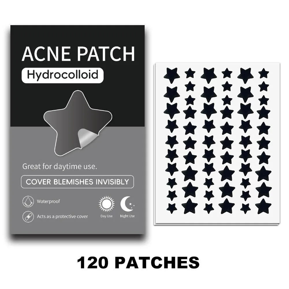 120 Counts Cute Colorful Butterfly Pimple Patches Acne Treatment Stickers Invisible Acne Cover Face Spot Pimple Patch Skin Care Peaceful Pleasures Health and Wellness Black Star