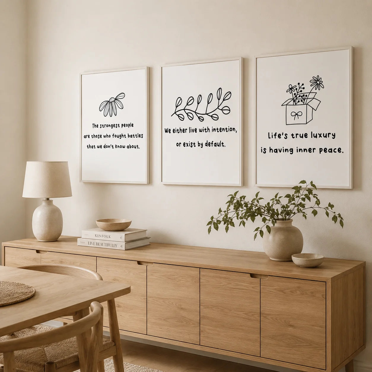 Nordic Minimalist Inspirational Quote Canvas Wall Art Print Canvas Wall Art Print Peaceful Pleasures Health and Wellness