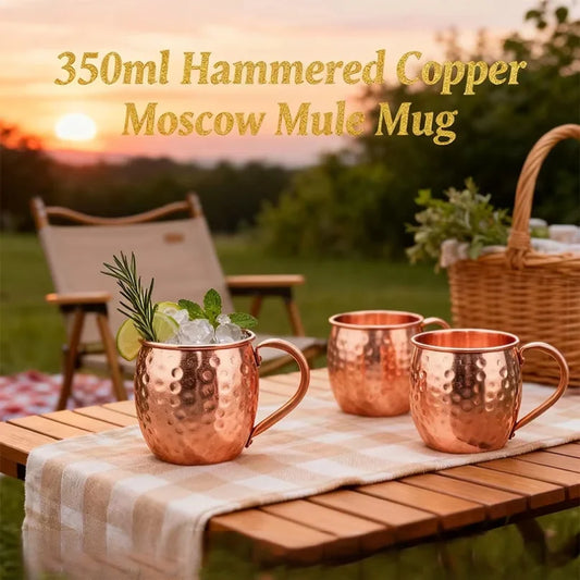Moscow Mule Mug Durable Coppery Beer Mugs 350ml Coffee Mug Milk Cup Drinkware 304 Stainless Steel Copper-Plated Hammered Cup Peaceful Pleasures Health and Wellness