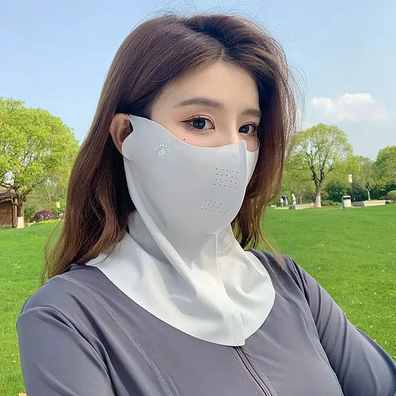 Summer Ice Silk Sunscreen Mask Peaceful Pleasures Health and Wellness light grey A
