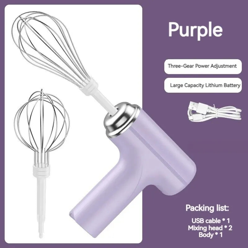 Mini Wireless Household Electric Egg Beater Automatic Handheld Whipping Cream Mixer Small Mixer Practical Household Kitchen Tool Peaceful Pleasures Health and Wellness PURPLE
