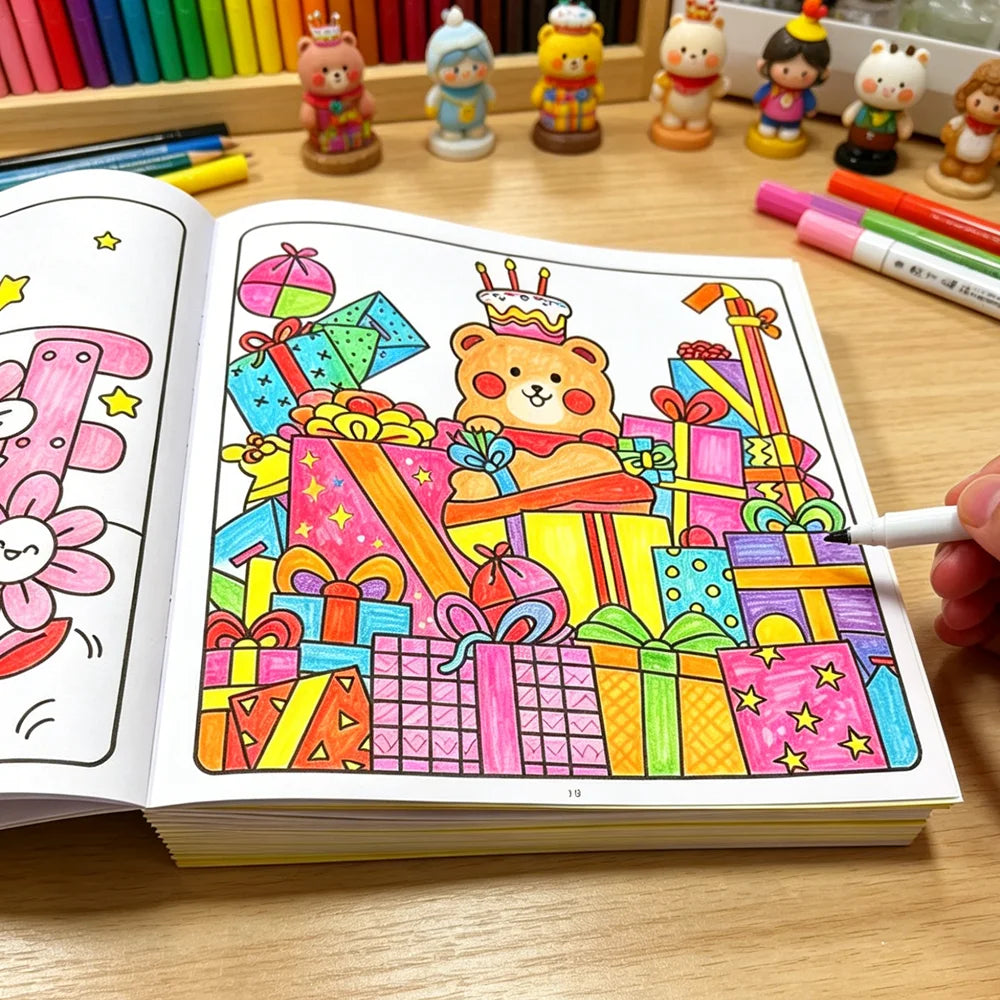 Cozy Friends Cute Animal Coloring Book 24 Pages Comfy Beach Scene Art