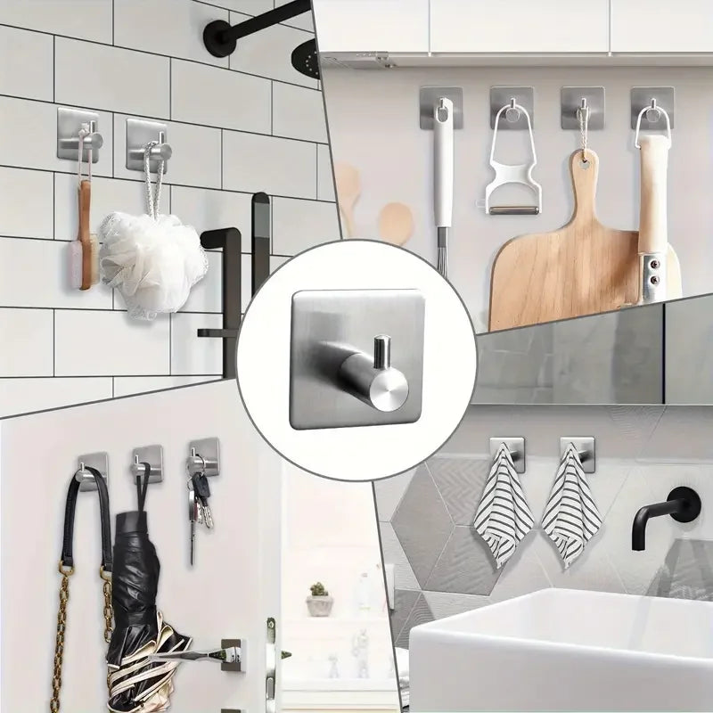 Heavy-Duty Stainless Steel Wall Hooks | Waterproof 6/7 Pack