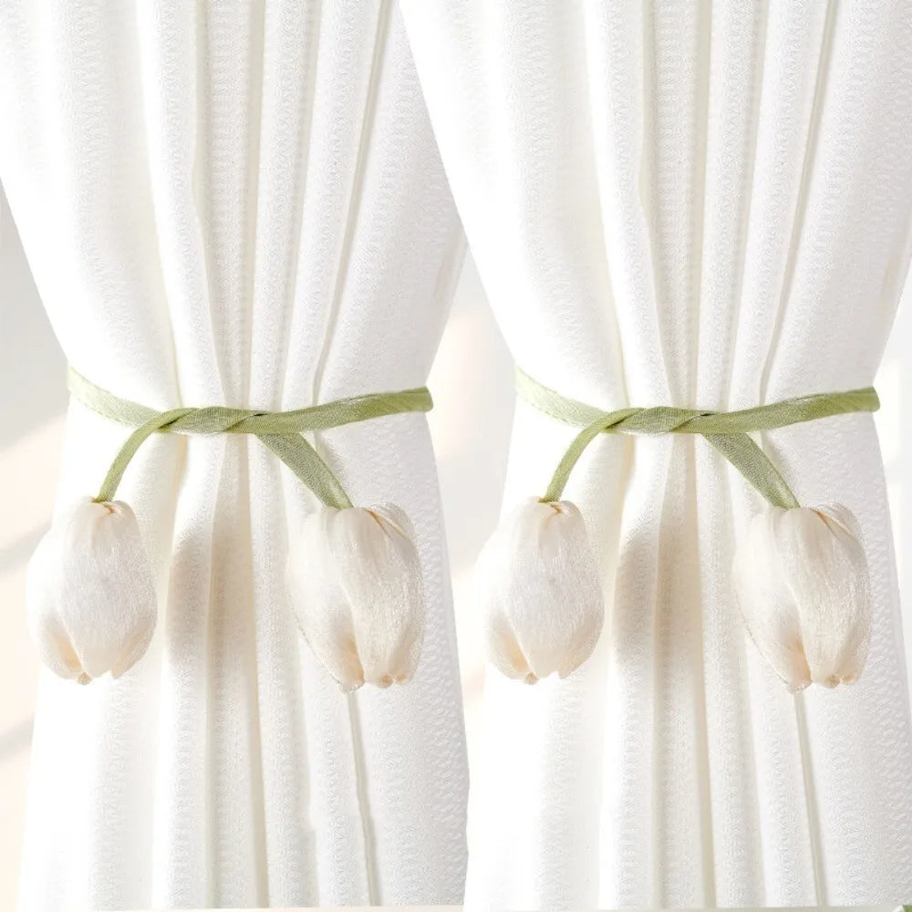 Tulip Curtain Tiebacks | Adjustable Cotton Tie Rope, Set of 2