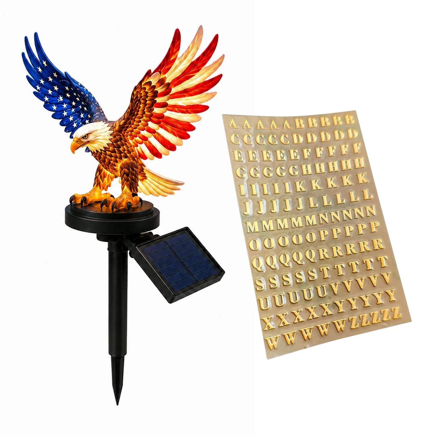 Solar Powered LED Garden Eagle Lamp Patriotic Memorial Day Light Decor for 4th of July Decorations Outdoor Memorial Day Peaceful Pleasures Health and Wellness B
