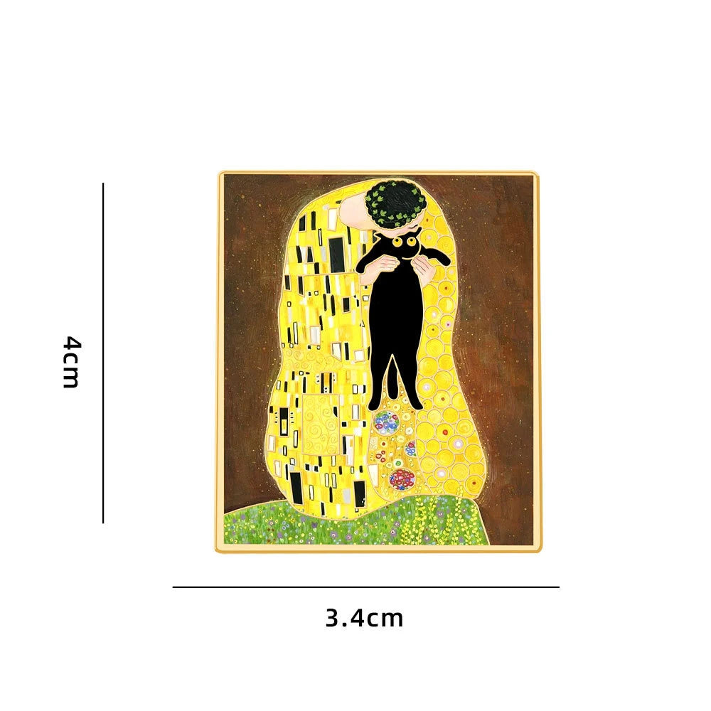 Van Gogh Oil Painting Black Cat Series Badge World Famous Zinc Alloy