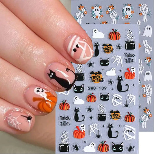 Halloween Nail Stickers – Pumpkin Ghost Skull DIY Decals Nail Art Stickers Oasis Select