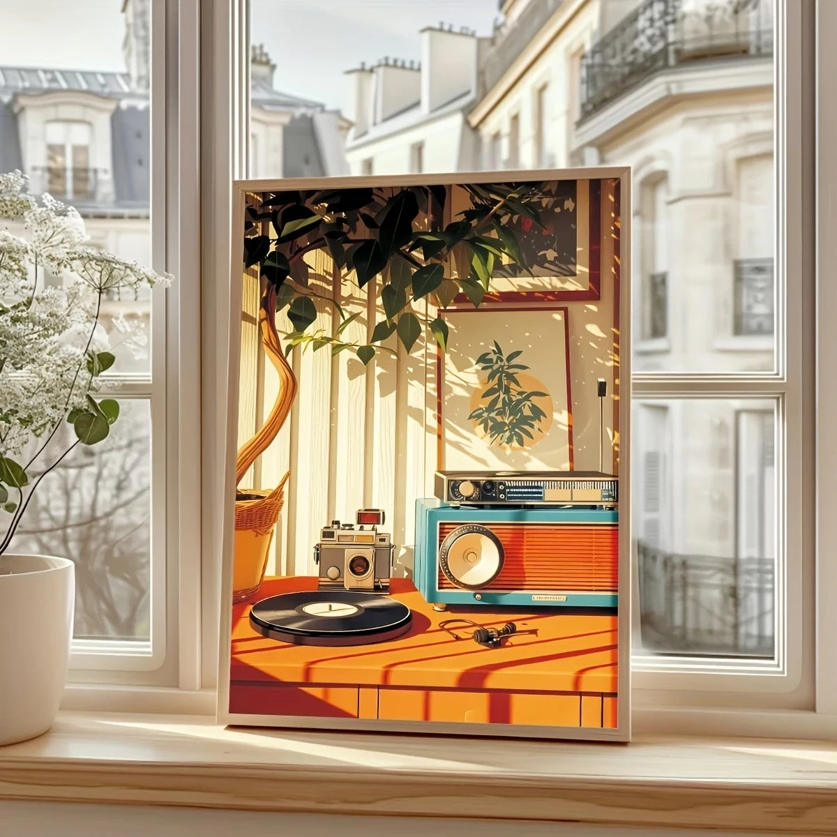 Retro Record Player Canvas Wall Art Print | Music Lover Décor