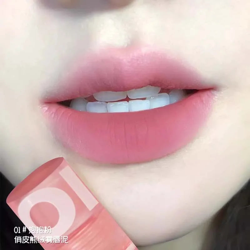 Cappuvini Bear Matte Liquid Lipstick – Strawberry Red & Nude Pink