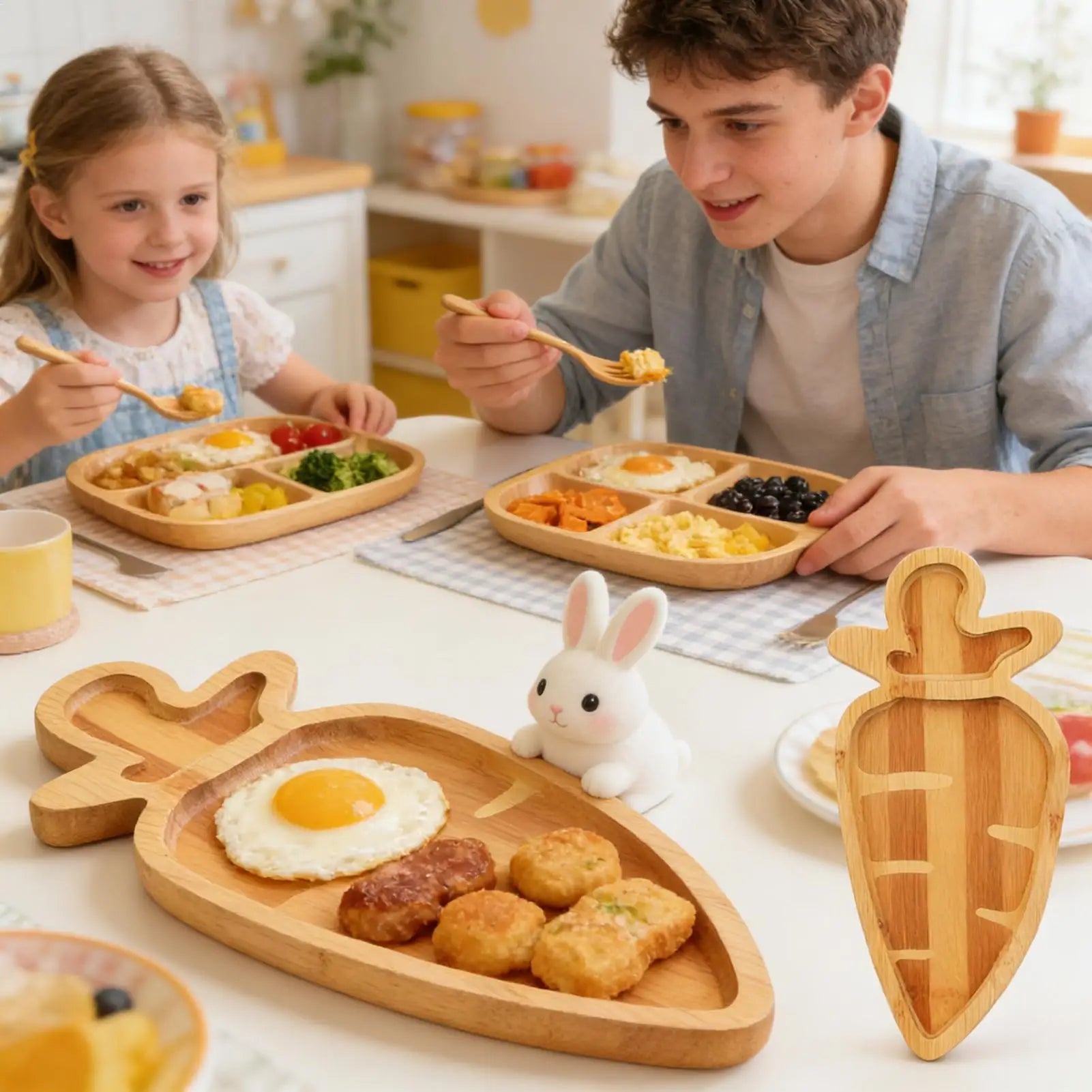 Wooden Carrot Bunny Serving Platter Party Tray Funny Charcuterie Board Easter Platter for Food Dessert Cookie Cake Fruit Snack Peaceful Pleasures Health and Wellness