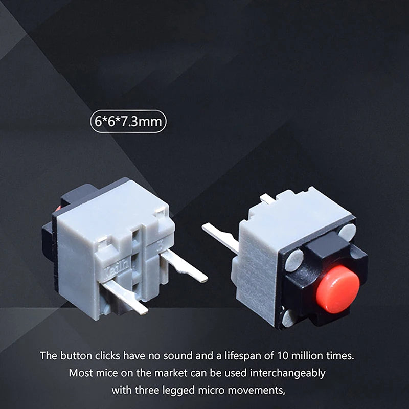 10Pcs Wireless Mouse Wired Mouse Button Micro Switch DIY Accessories For Kailh Mute Button 4.3/7.3MM Silent Switch Peaceful Pleasures Health and Wellness 7.3MM Red
