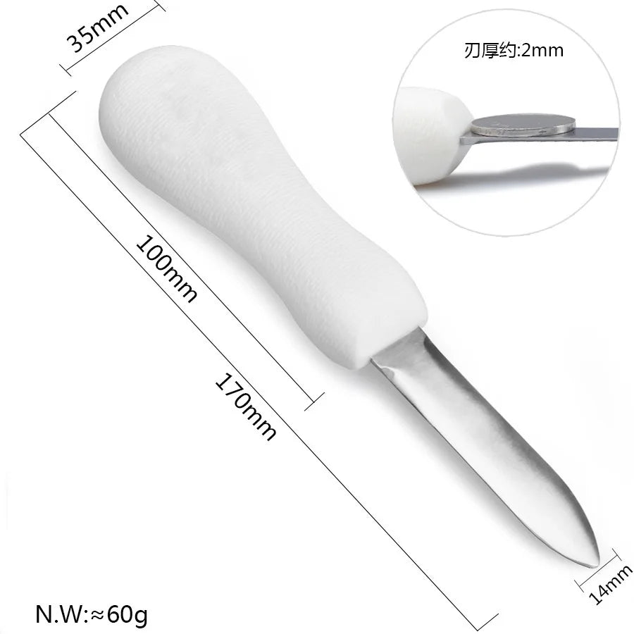 Hot Stainless Steel Oyster Knife with Anti Slip Handle, Thickened Oyster Knife, Scallop Knife, Multi-purpose Kitchen Tools Peaceful Pleasures Health and Wellness White