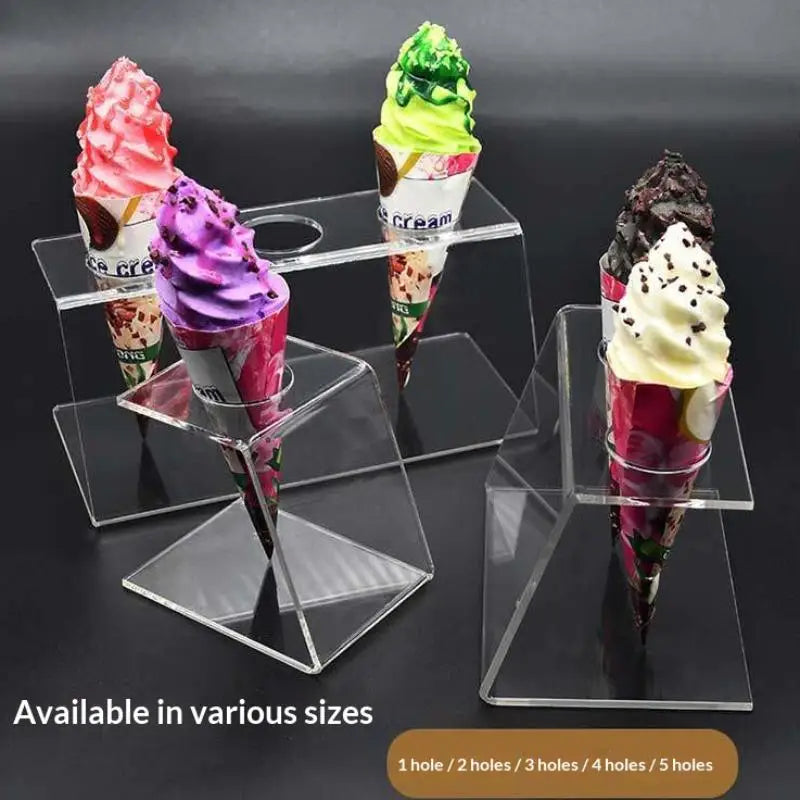 Clear Acrylic Ice Cream Cone Holder & Party Dessert Stand