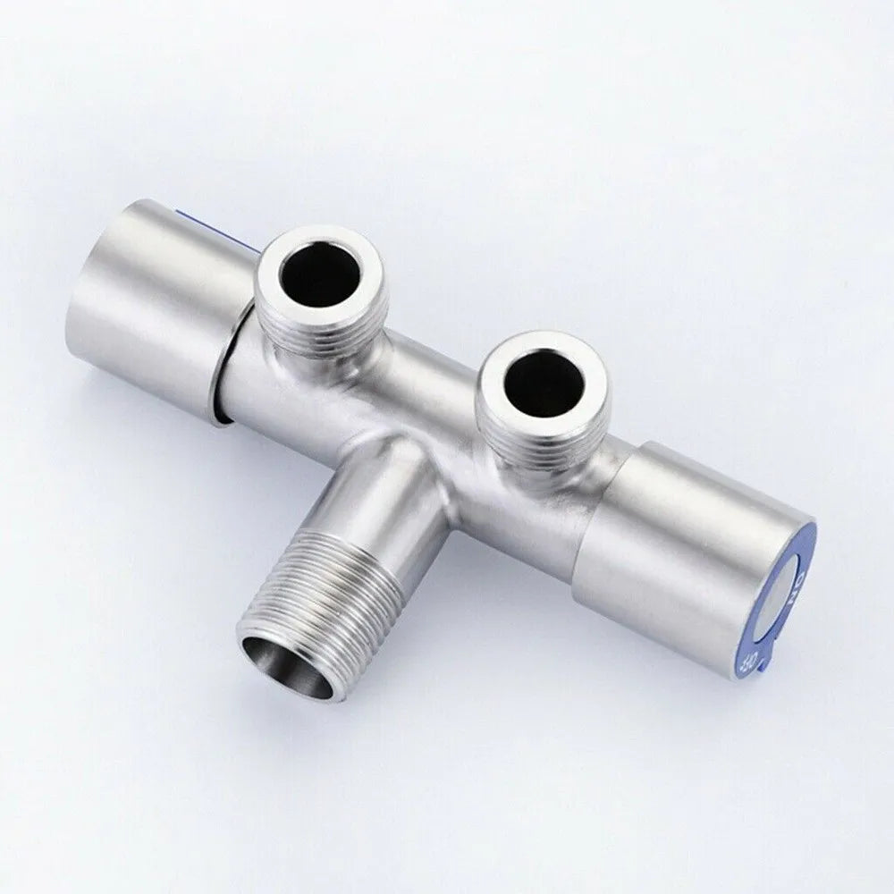 Double Handle Bathroom Faucet Lever Stainless Steel Cold Water