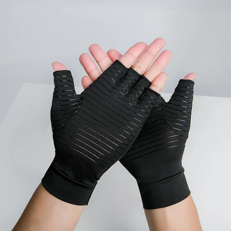 Fiber Pressure Gloves Joint Rehabilitation Training Copper Ion Gloves Outdoor Men's and Women's Cycling Fingerless Gloves Peaceful Pleasures Health and Wellness