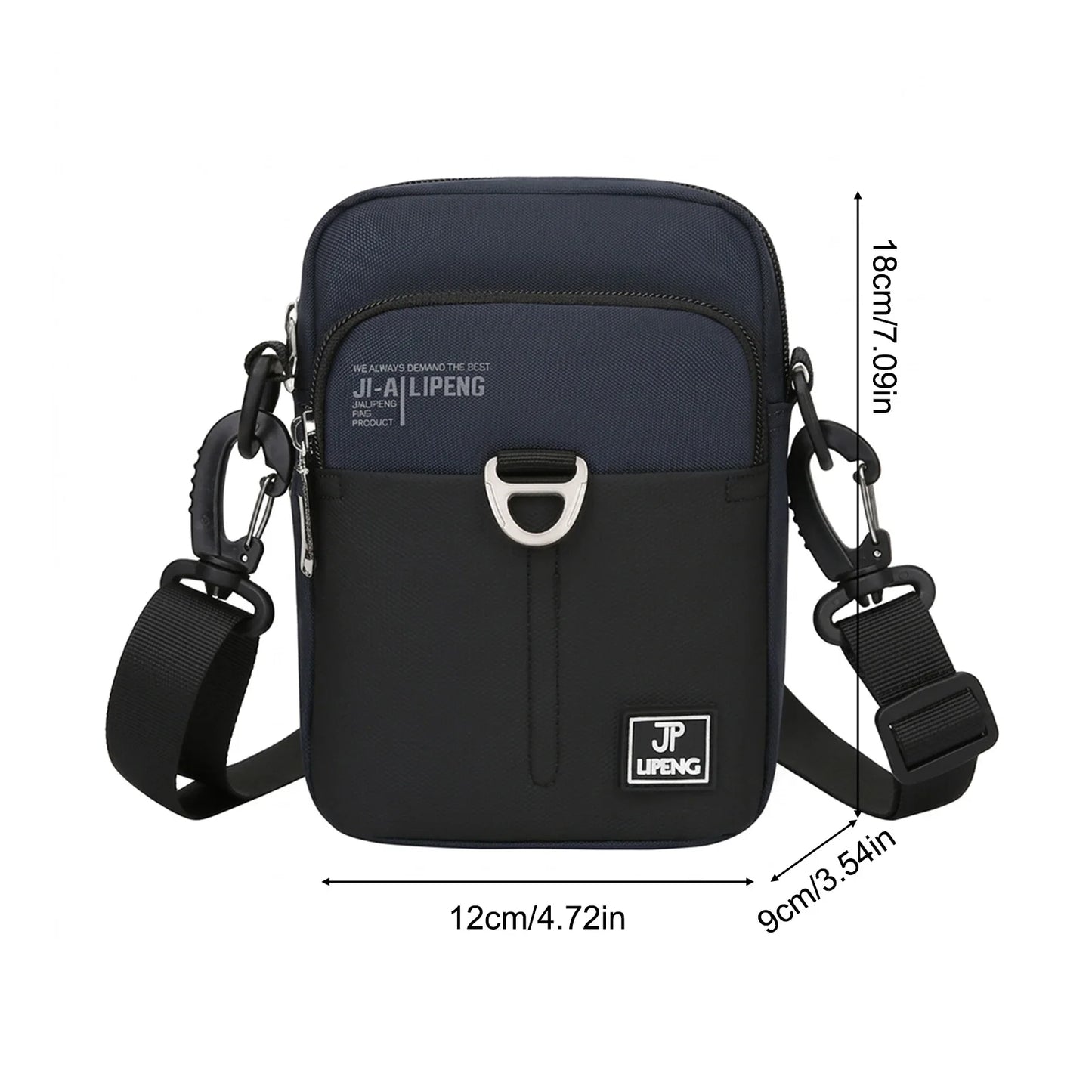 Men's Mini Crossbody Bag Durable High Density Oxford Cloth Adjustable Belt Multiple Compartments for Outdoor Hiking Daily Peaceful Pleasures Health and Wellness