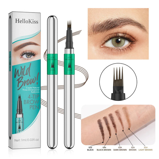 Hellokiss Waterproof Microblading Eyebrow Pen | 4-Tip, 5 Colors Eyebrow Pencil Oasis Select
