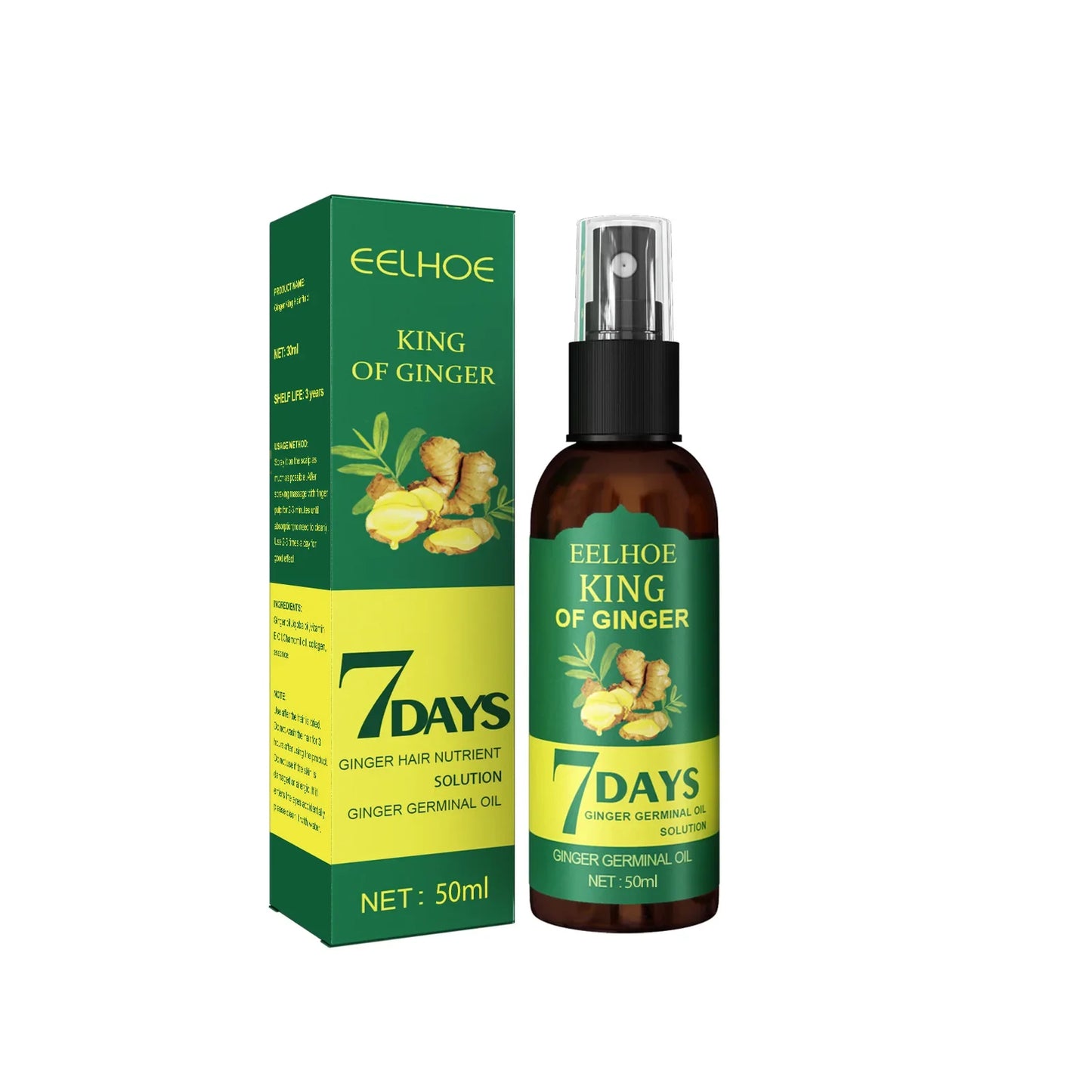 EELHOE Ginger Hair Growth Spray – 7-Day Scalp Serum 50ml