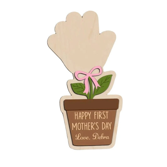 Hand-Painted Mother's Day Wood Plaque | DIY Handprint Sign Gift Wooden Plaque Decor Oasis Select 20cm Flower G