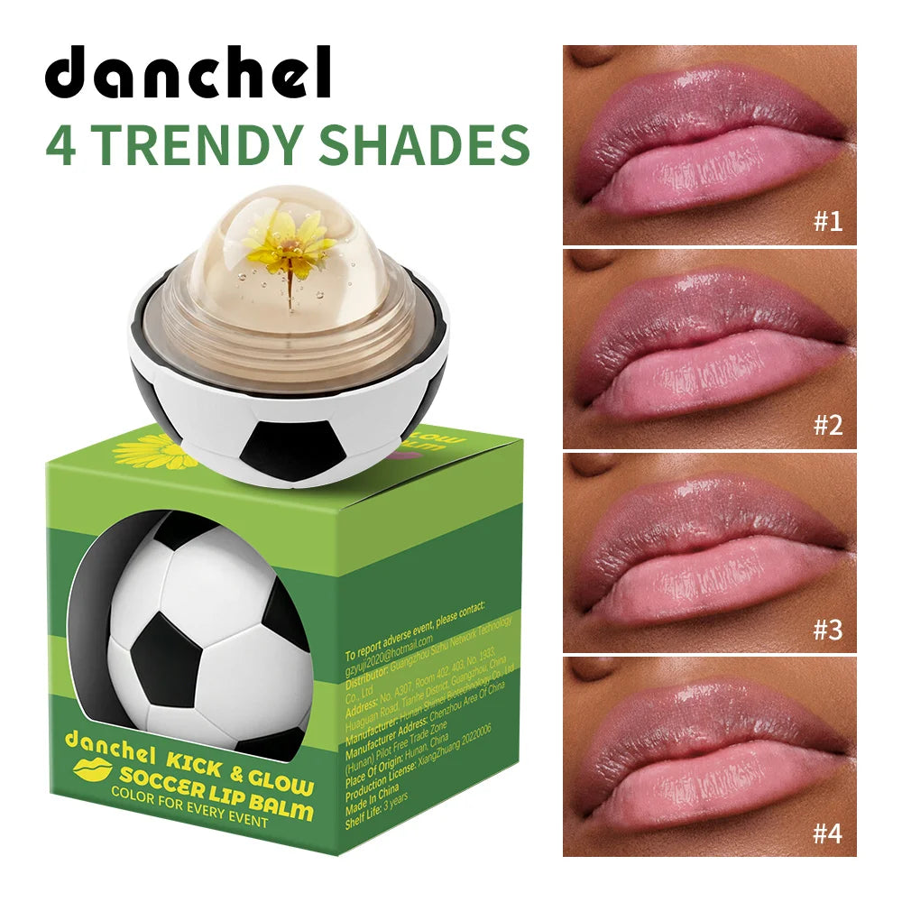 Kick & Glow Soccer Lip Balm Deep Hydrating Repair Soccer Appearance Design Silky Texture Flower Color Changing Lipstick Peaceful Pleasures Health and Wellness