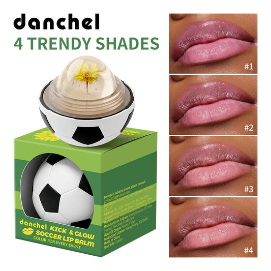 Kick & Glow Soccer Lip Balm Deep Hydrating Repair Soccer Appearance Design Silky Texture Flower Color Changing Lipstick Peaceful Pleasures Health and Wellness