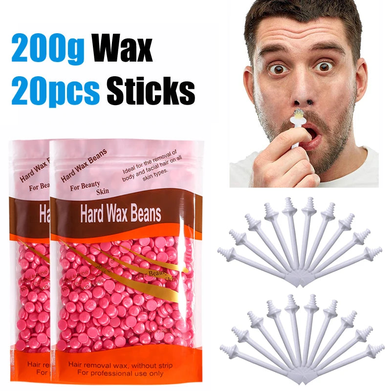 100-Piece Nose Wax Kit – At-Home Nose Hair Removal Set Nose Hair Wax Kit Peaceful Pleasures Health and Wellness 200gRose-Stick20P