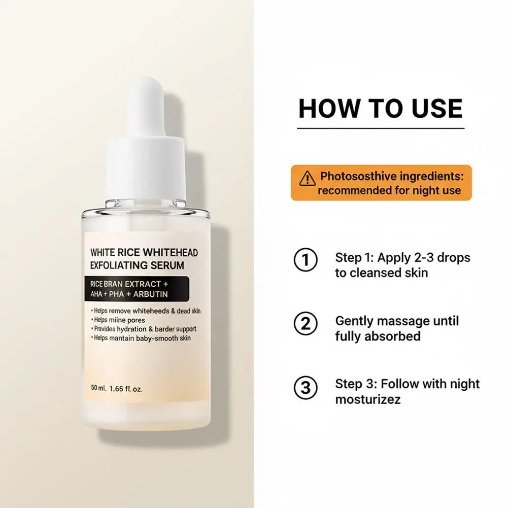 Exfoliating Serum Duo 50ml Korean Serum Drops White Rice Whitehead Black Rice Blackhead Essence Help Remove Blackheads Dead Skin Peaceful Pleasures Health and Wellness