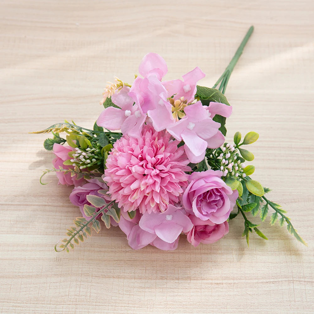 Silk Rose & Chrysanthemum Artificial Bridal Bouquet | Wedding Décor