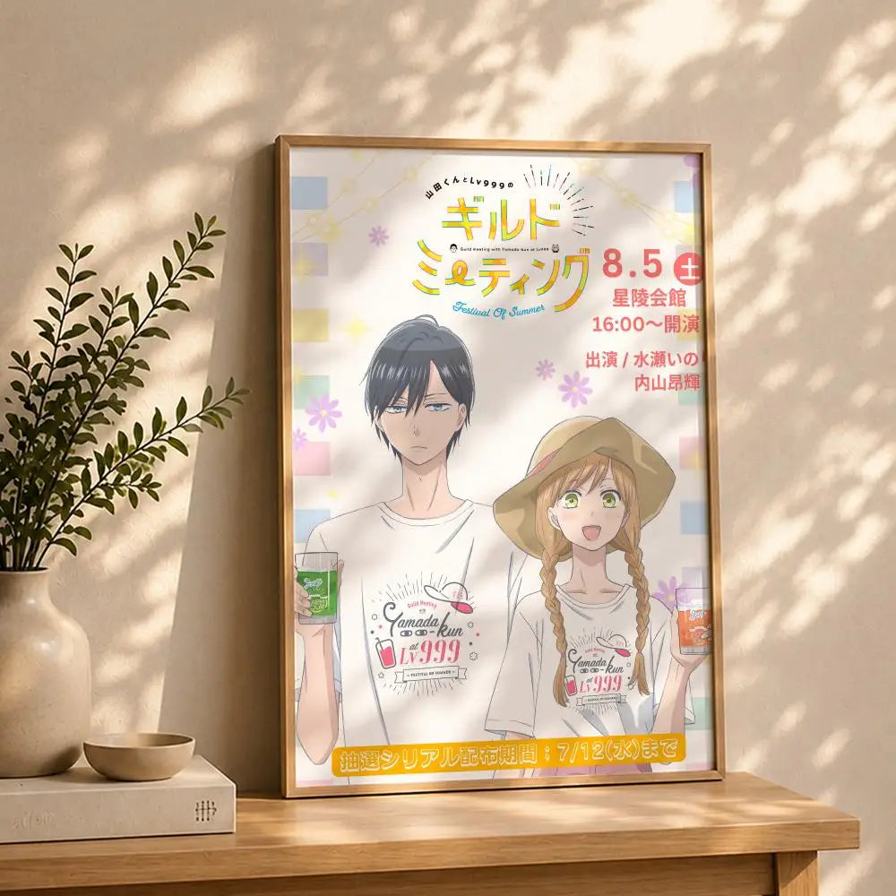 Anime M-My Love Story with Yamada-kun at Lv999S Poster HD Self Adhesive Waterproof Wall Art Ideal for Home Office Dorm Bedroom Peaceful Pleasures Health and Wellness White10 40X50cmNoframe