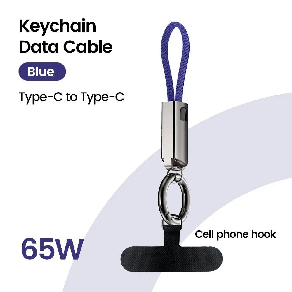 PD 65W USB-C to USB-C Keychain Fast Charging Cable 10cm